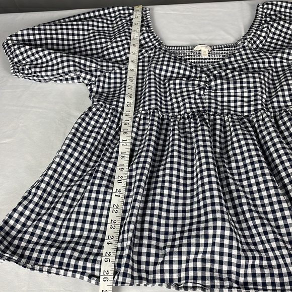 Terra & Sky Black and White Checked Blouse Bell Sleeves with Elastic - Picture 9 of 10